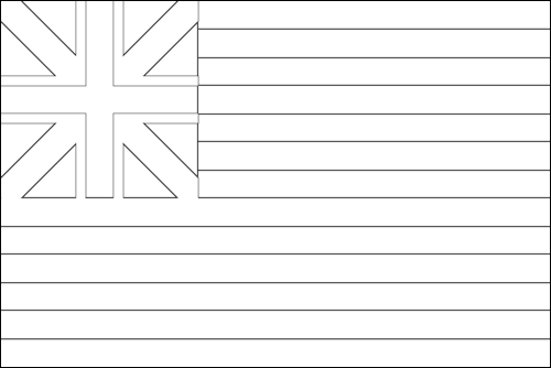 Contour du drapeau Grand Union (USA 1775-1777) à colorier