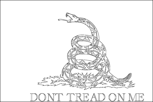 Contour du drapeau Gadsden (USA v. 1775) à colorier
