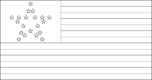 Contour du drapeau Great Star (USA 1818-1819) à colorier