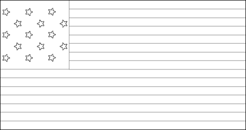 Contour du drapeau Star-Spangled Banner (USA 1795-1818) à colorier