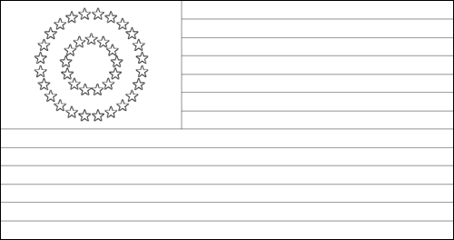 Contour du drapeau États-Unis 37 étoiles (1867-1877) à colorier