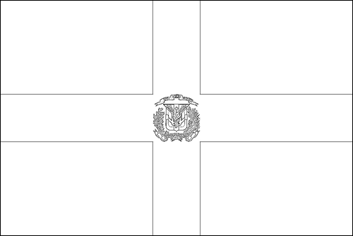 Contour du drapeau République dominicaine à colorier