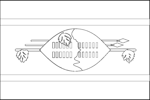 Contour du drapeau Eswatini à colorier