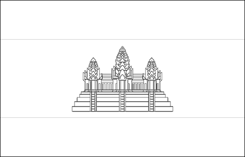 Contour du drapeau Cambodge à colorier