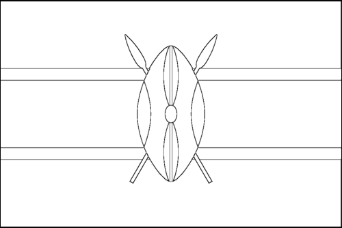 Contour du drapeau Kenya à colorier