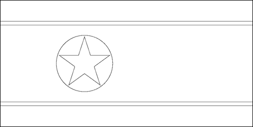 Contour du drapeau Corée du Nord à colorier
