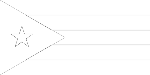 Contour du drapeau Cuba à colorier