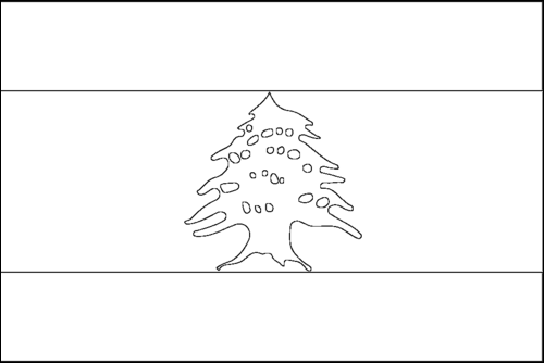 Contour du drapeau Liban à colorier