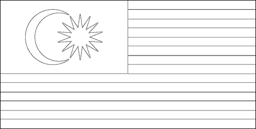 Contour du drapeau Malaisie à colorier