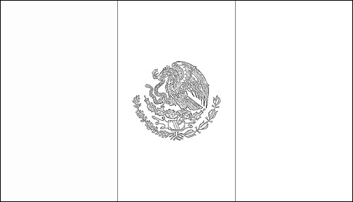 Contour du drapeau Mexique à colorier