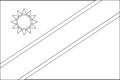 Contour du drapeau Namibie à colorier