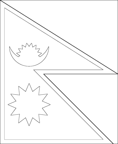 Contour du drapeau Népal à colorier
