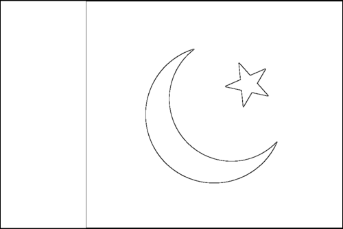 Contour du drapeau Pakistan à colorier