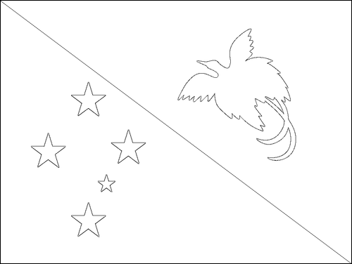 Contour du drapeau Papouasie-Nouvelle-Guinée à colorier