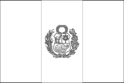 Contour du drapeau Pérou à colorier