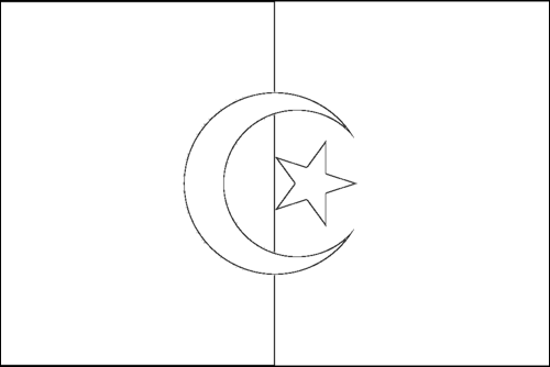 Contour du drapeau Algérie à colorier