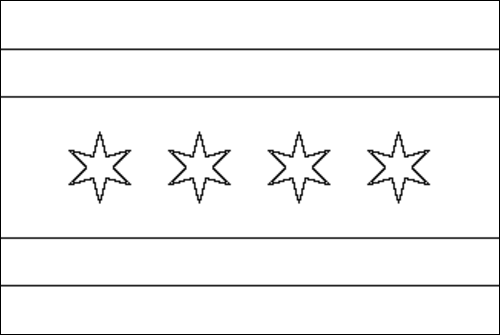 Contour du drapeau Chicago à colorier