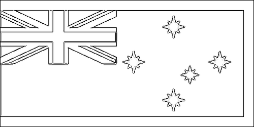 Contour du drapeau Association anti-transports (1851, Australie) à colorier