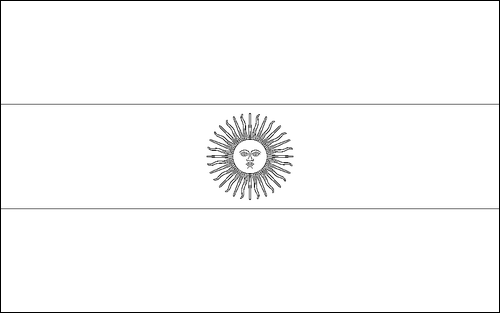 Contour du drapeau Argentine à colorier
