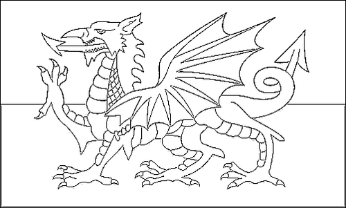 Contour du drapeau Pays de Galles à colorier