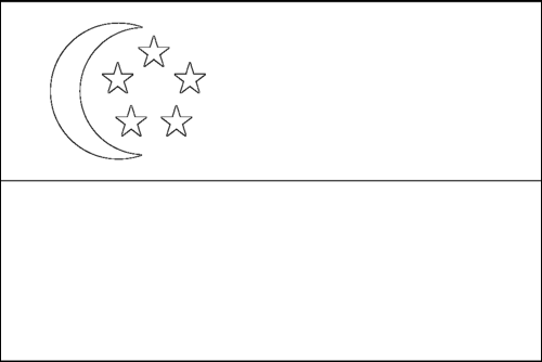Contour du drapeau Singapour à colorier