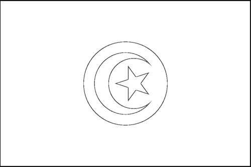 Contour du drapeau Tunisie à colorier