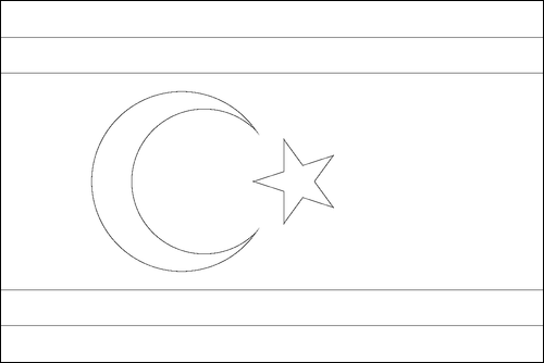 Contour du drapeau République turque de Chypre du Nord à colorier