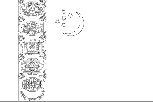 Contour du drapeau Turkménistan à colorier