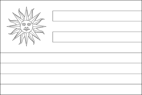 Contour du drapeau Uruguay à colorier