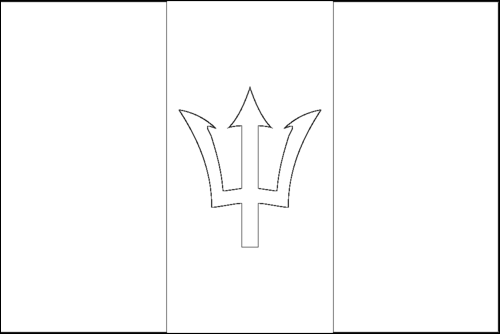 Contour du drapeau Barbade à colorier