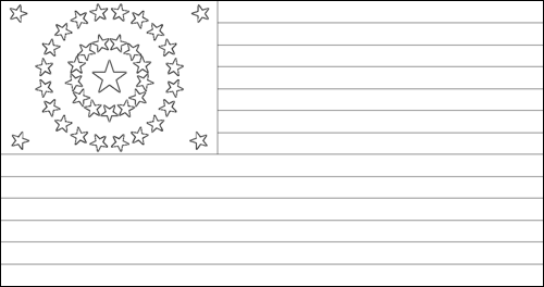 Contour du drapeau États-Unis 38 étoiles (1877 - 1890) à colorier